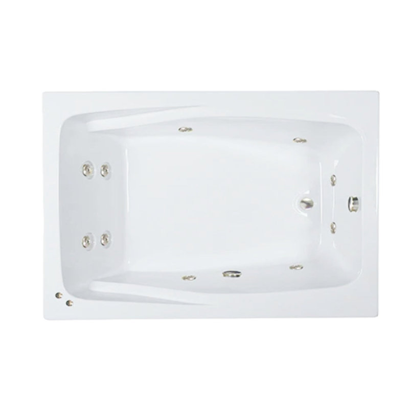60" L x 48" W Alcove Whirlpool Acrylic Bathtub With Removable Acrylic Skirt in White, Left