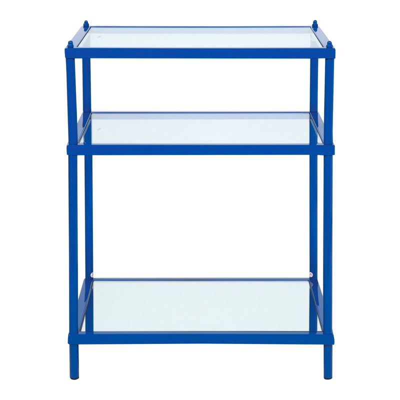 Florentine Glass Top End Table, Blue