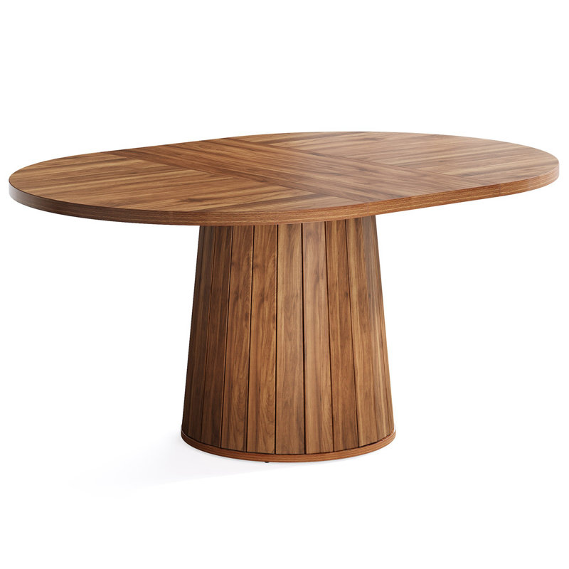 Table de conférence 55,11 "ovale en bois brun rustique pour 6