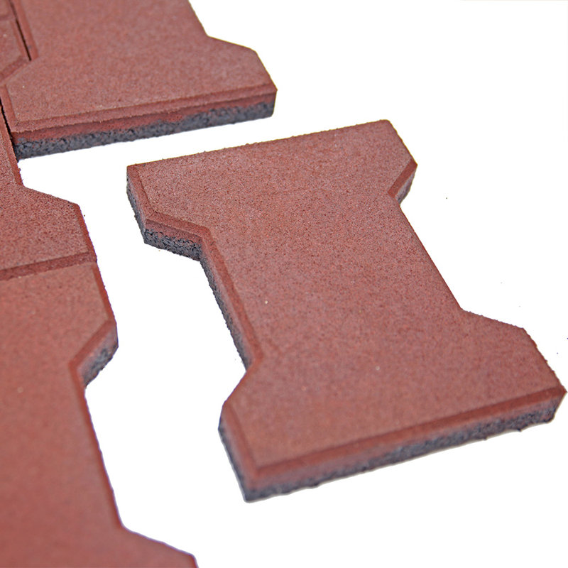 Dog-Bone Rubber Paver in Red