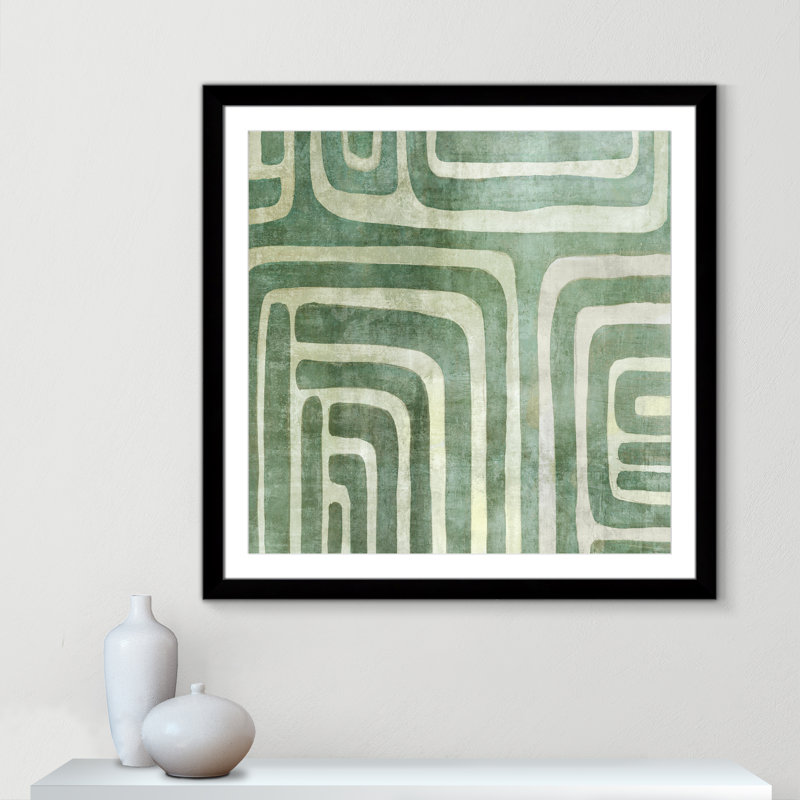 «Whimsical Green II» par Emma Peal, H 37,5 po x l 37,5 po, Cadre noir