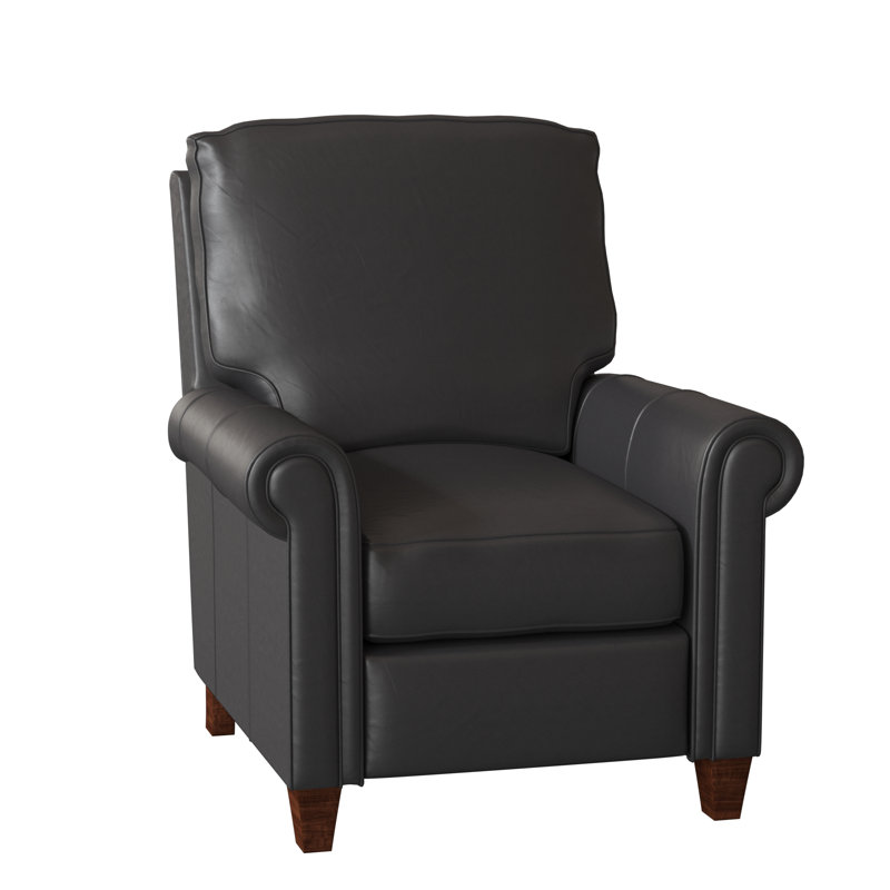 Fauteuil inclinable standard en cuir véritable de 33,5 po de largeur Sondria, Cuir véritable Outsider Raven, Manuel, Espresso