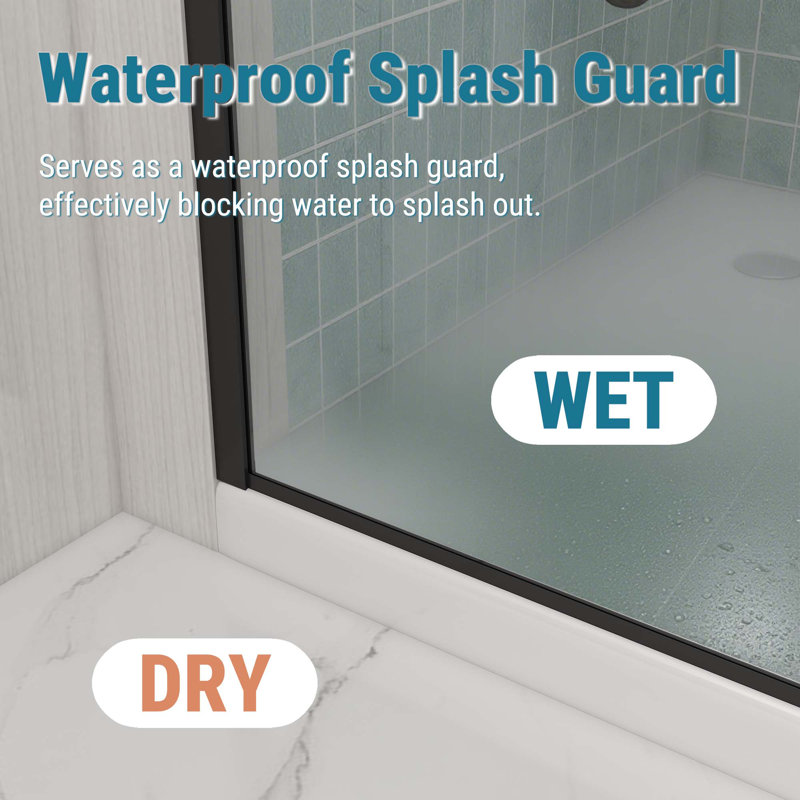32"×76" Semi-Frameless Shower Glass Panel,Shower Door, Matte Black