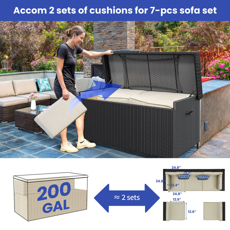 Edrosie Inc l 63,00 po boîte de rangement avec roulettes 200 gallons, Noir