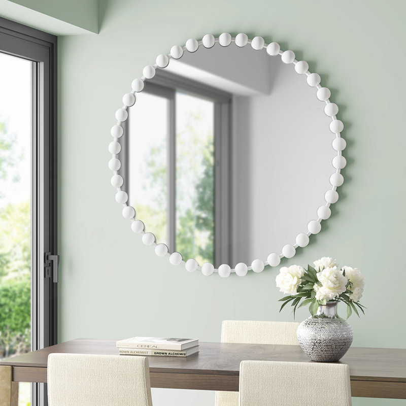 Miroir mural rond P 36 po, Blanc
