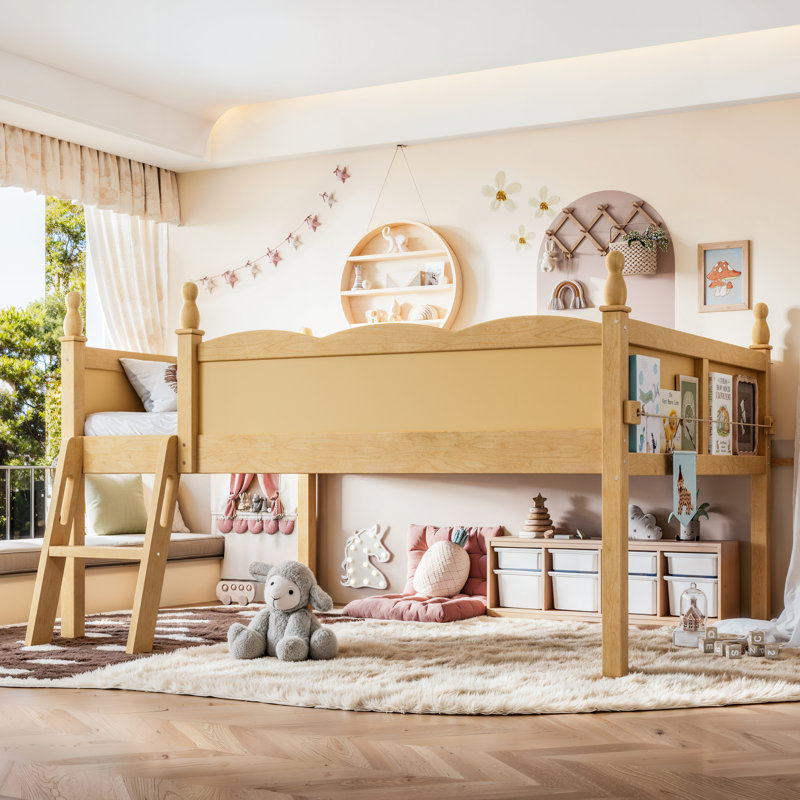 Lits avec rangement, lit mezzanine en bois aggloméré, maison pour enfants rustique moderne