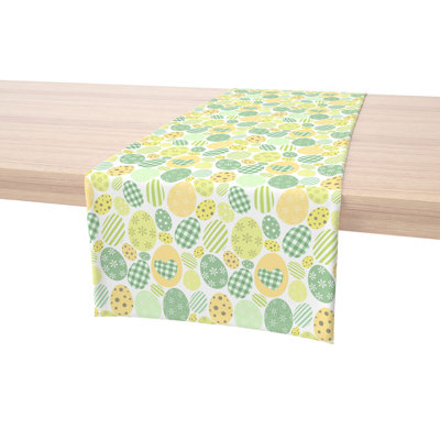 Table Runner, 100% Cotton, Green & Yellow Pastel Easter Eggs