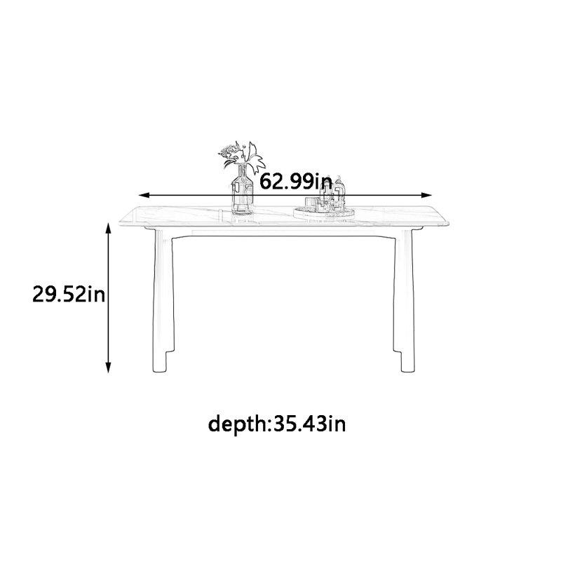 Table de salle à manger Nanomètre, H 29,52 po x L 62,99 po x l 35,43 po