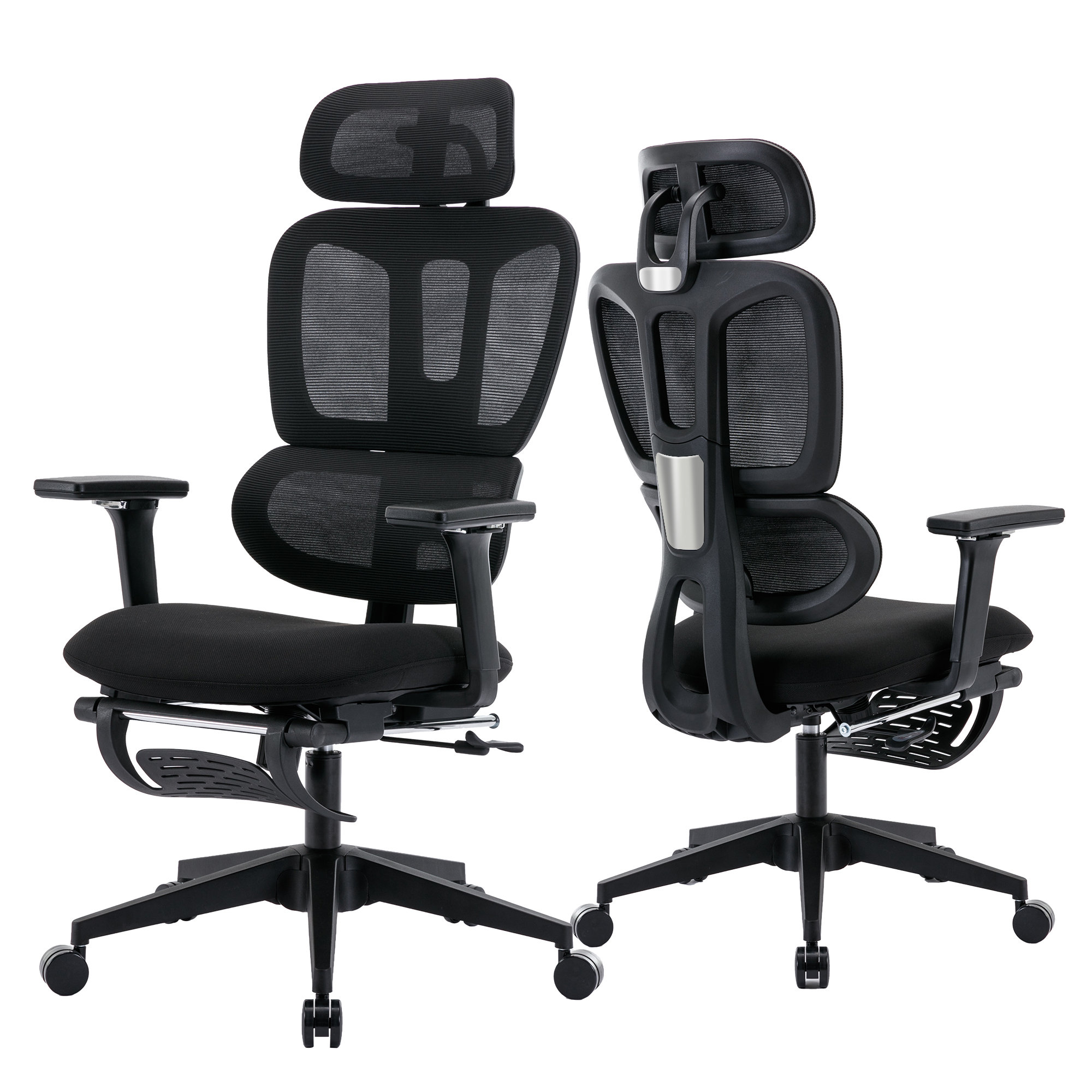 Ergonomic Office Chair with Adaptive Backrest, High Back Computer Desk  Chair with 4D Armrests, Adjustable Seat Depth, Lumbar Support and 2D  Headrest