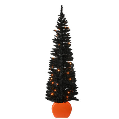 6 ft. Halloween Half Tree with Orange Lights