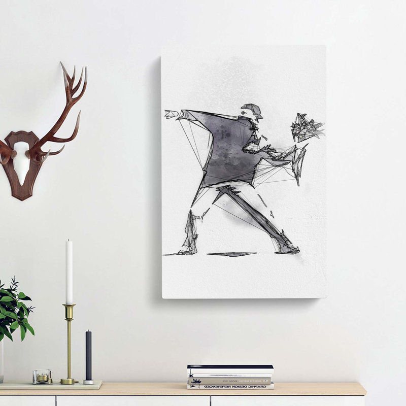Flower Thrower in Abstract by Banksy - Wrapped Canvas, 91cm H x 60cm W x 3cm D