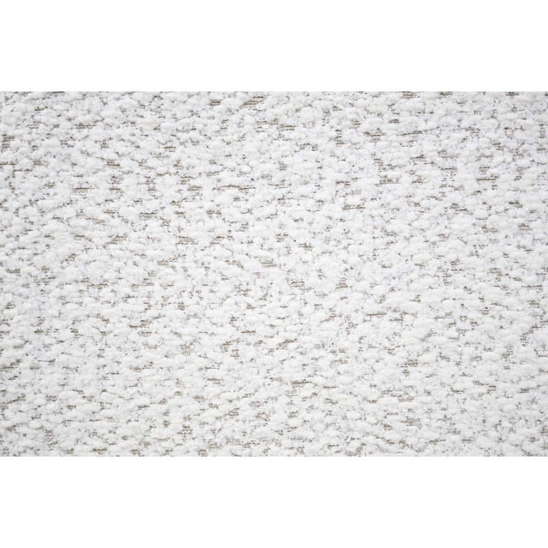 Table à manger classique 7 pièces: finition blanche, support à tréteaux et 6 chaises arquées à dossier rectangulaire de style transitionnel, design unique