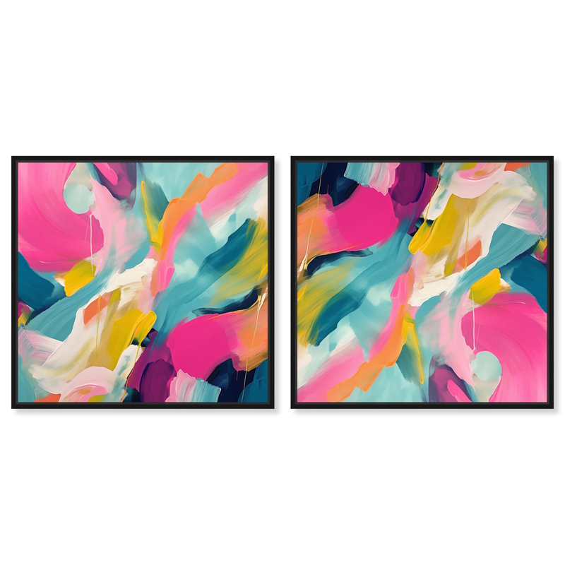 «Prismatic Flow Set», toile par Art Remedy, H 13 po x l 13 po, Cadre noir