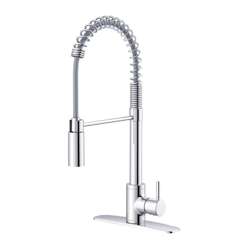 The Foodie Single Handle Pre-Rinse Spring Pull Down Sprayer Kitchen Faucet, Chrome