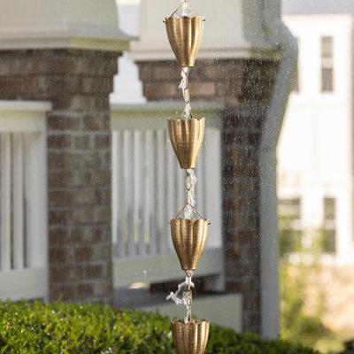 96in Bronze Finish Metal Tulip Rain Chain