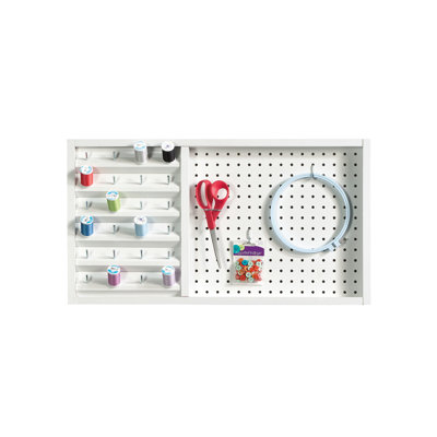 Wood Wall-Mounted Pegboard With Storage, White