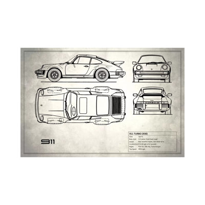 1977 Porsche 911 Turbo (930) (Vintage Silver) by Mark Rogan - Gallery-Wrapped Canvas Giclée on Canvas