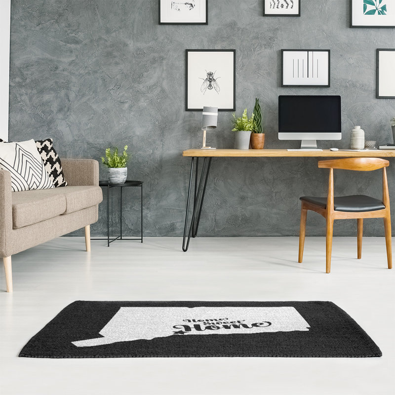 Tapis de maison noire new refuge, Rectangle 5 pi x 7 pi, Oui