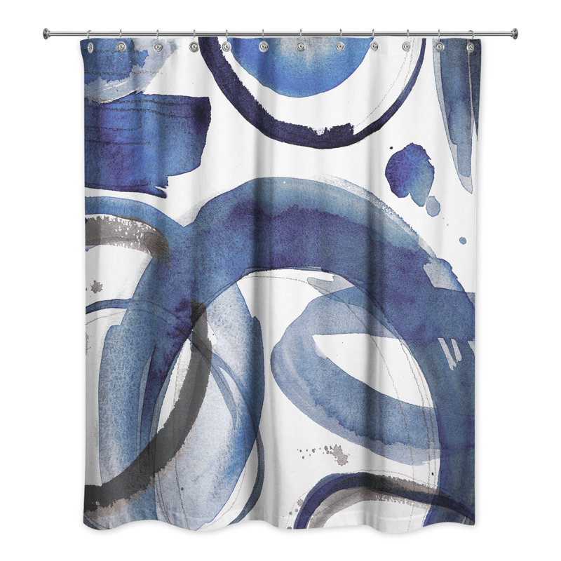 Rideau de douche simple Krol, Bleu marine / abstrait