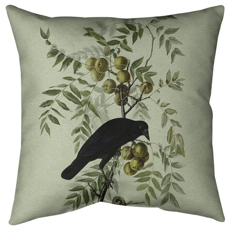 Coussin décoratif d’intérieur en polyester/mélange de polyester american crow, 20 po x 20 po, Bourre en polyester, Vert