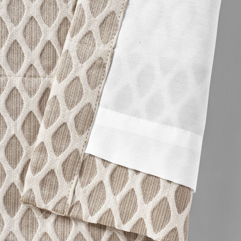 Champagne Jacquard Polyester Room-Darkening Window Panel Pair