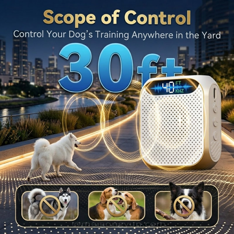Ultrasonic Anti Barking Device for Dogs, 30ft Range, Rechargeable Bark Control with Adjustable Frequency, for Walking, Yard, Home Indoor/Outdoor