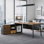 Bureau de direction en bois massif avec tiroirs Burlywood
