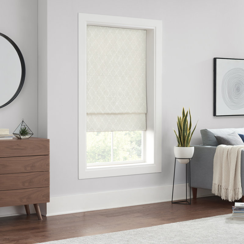 Ivory Cordless Blackout Woven Roman Shade 27" x 64"