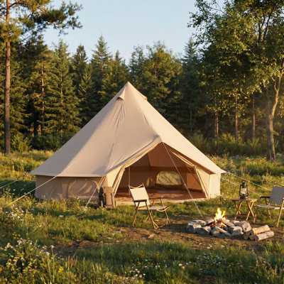 8-Person Canvas Tent, All-Season Canvas Tent for Camping, High-End Camping Tent with a Stove Port - 13Ft
