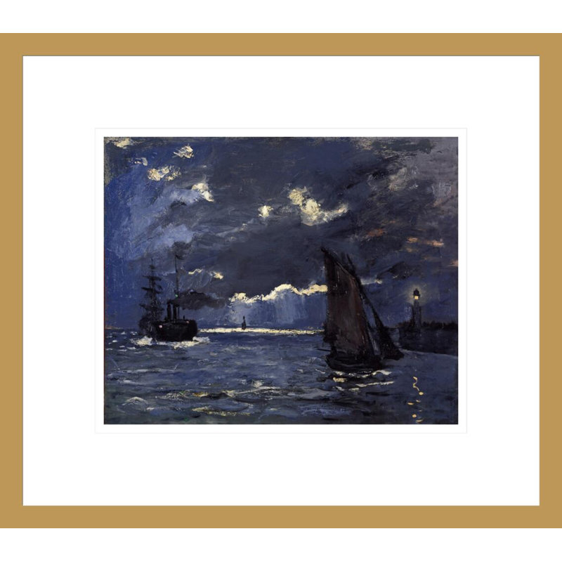 «A Seascape Shiping by Moonlight» par Claude Monet, impression giclée encadrée, H 13,75 po x l 15,61 po