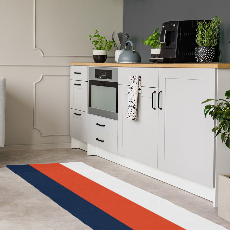 Tapis bleu/orange area, Tapis de couloir 2 pi 6 po x 8 pi