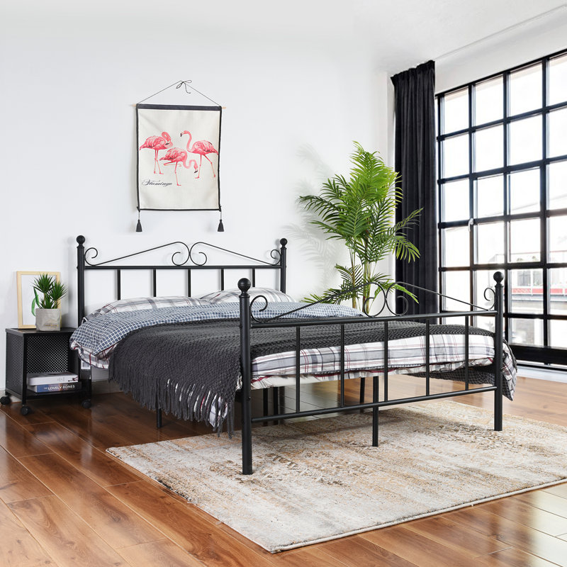 Halleck Metal Bed, Black, Double (4'6)