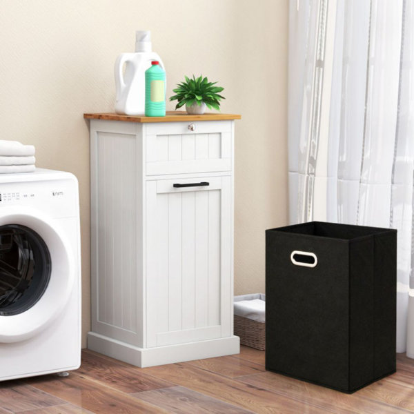 Wildon Home® Wood Cabinet Laundry Hamper with Handles | Wayfair
