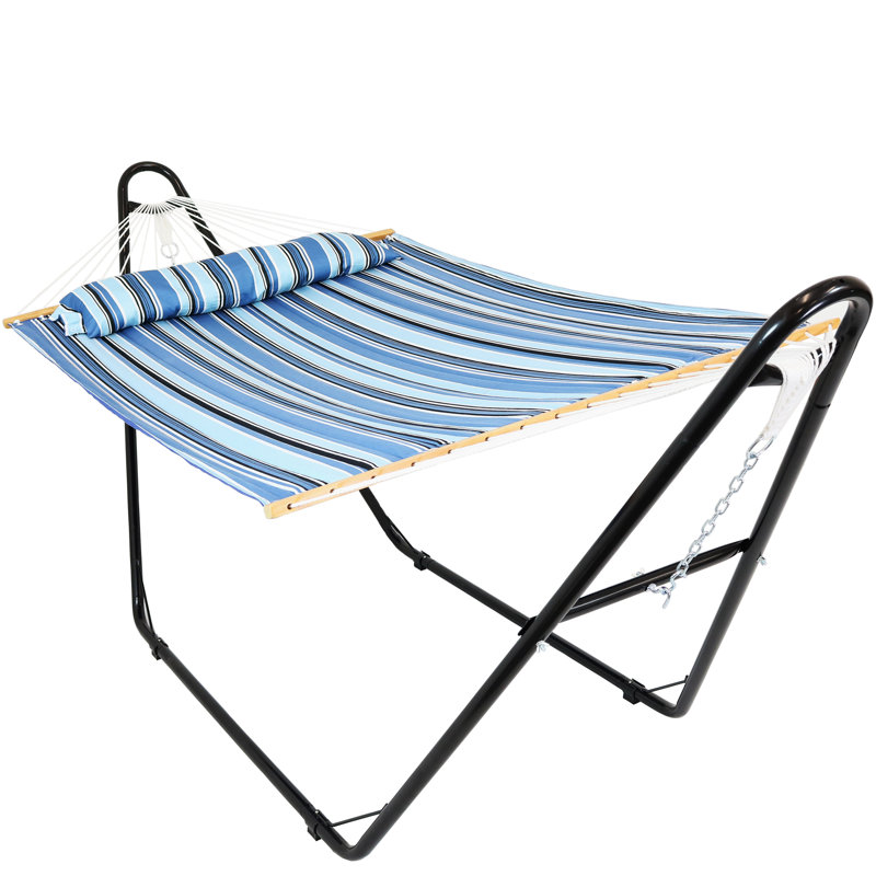 Hamac de bar en polyester matelassé 2 personnes avec support universel multi-usage Harrington - Misty Beach, Plage brumeuse