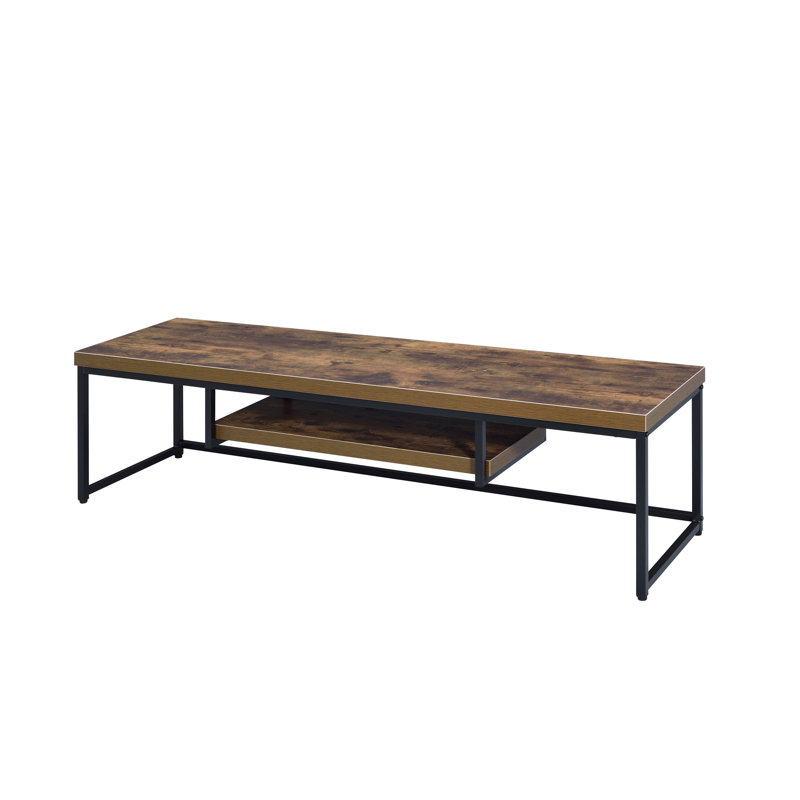 Bob Weathered Oak & Black Metal Finish TV Stand, Oak