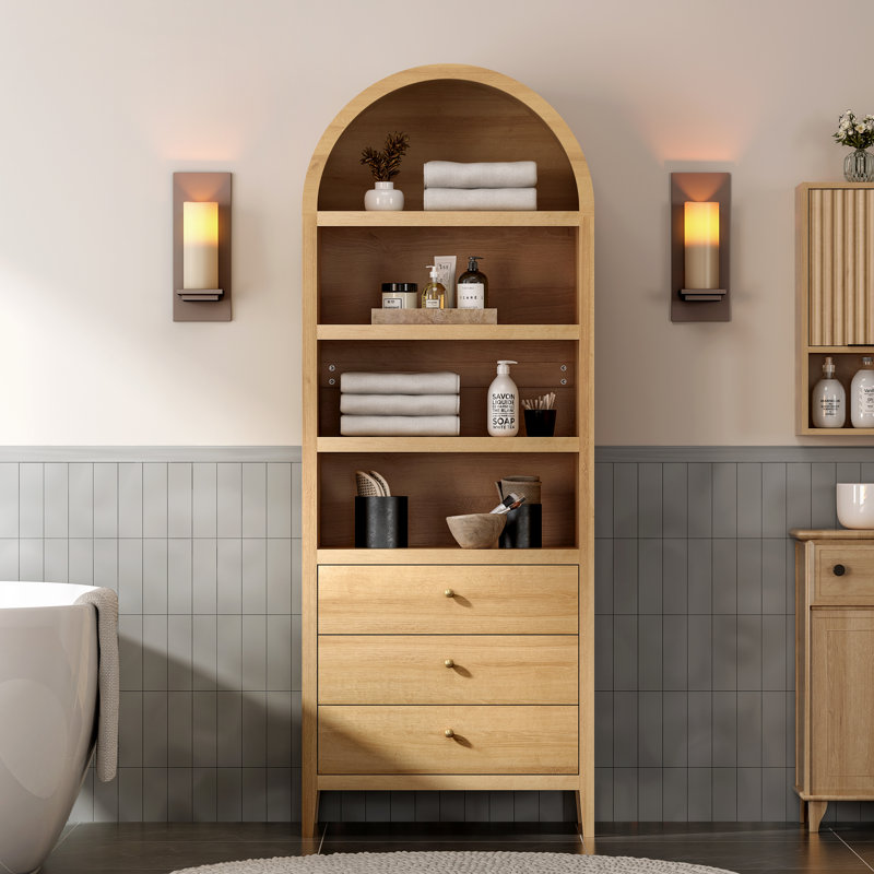 Bookcase Storage Display Cabinet With 3 Drawers And Shelves