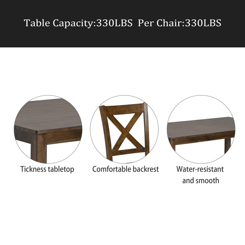 Ensemble de salle à manger de cuisine 6 pièces, table de salle à manger rectangulaire en bois avec 4 chaises rembourrées et un banc, ensemble de table de salle à manger pour 6 personnes, salon, bar et cuisine
