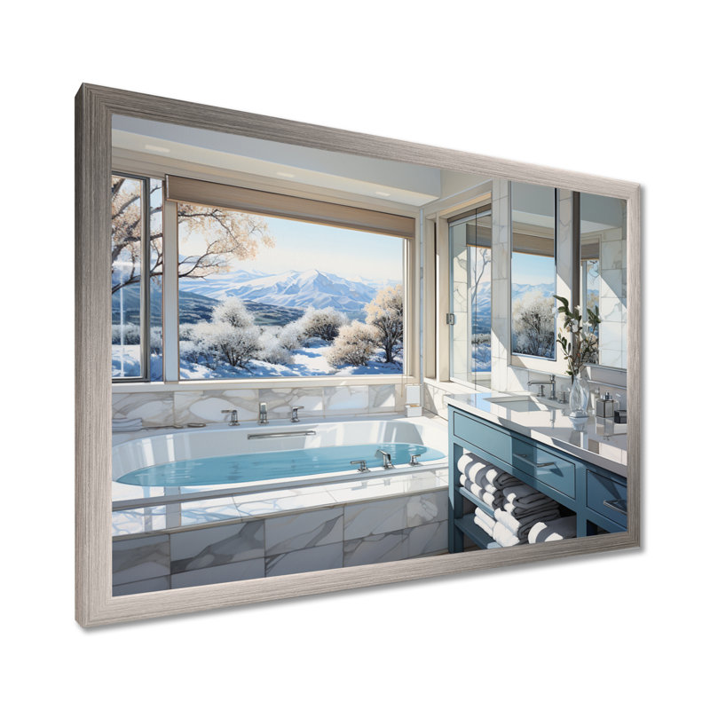 Salle de bain impeccable et moderne - Art encadré pour salle de bain, Cadre simple argenté, H 12 po x l 20 po x P 1 po