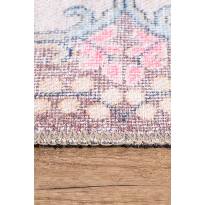 Tapis floral rose à motif tissé rétro, Rectangle 9 pi 11 po x 13 pi 2 po