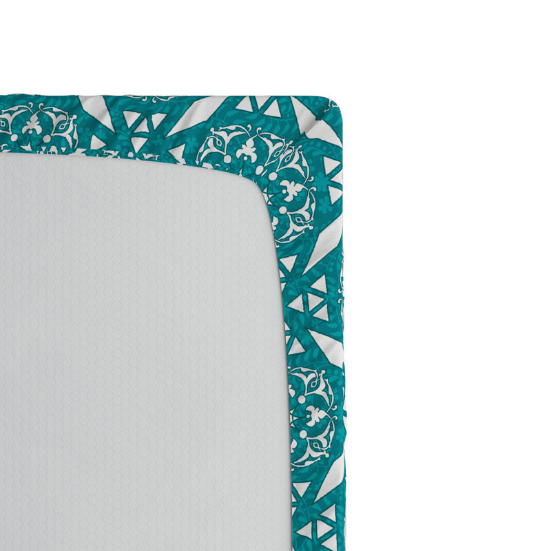 Microfiber Geometric Fitted Sheet, Full Fitted Sheet, Teal Geometric