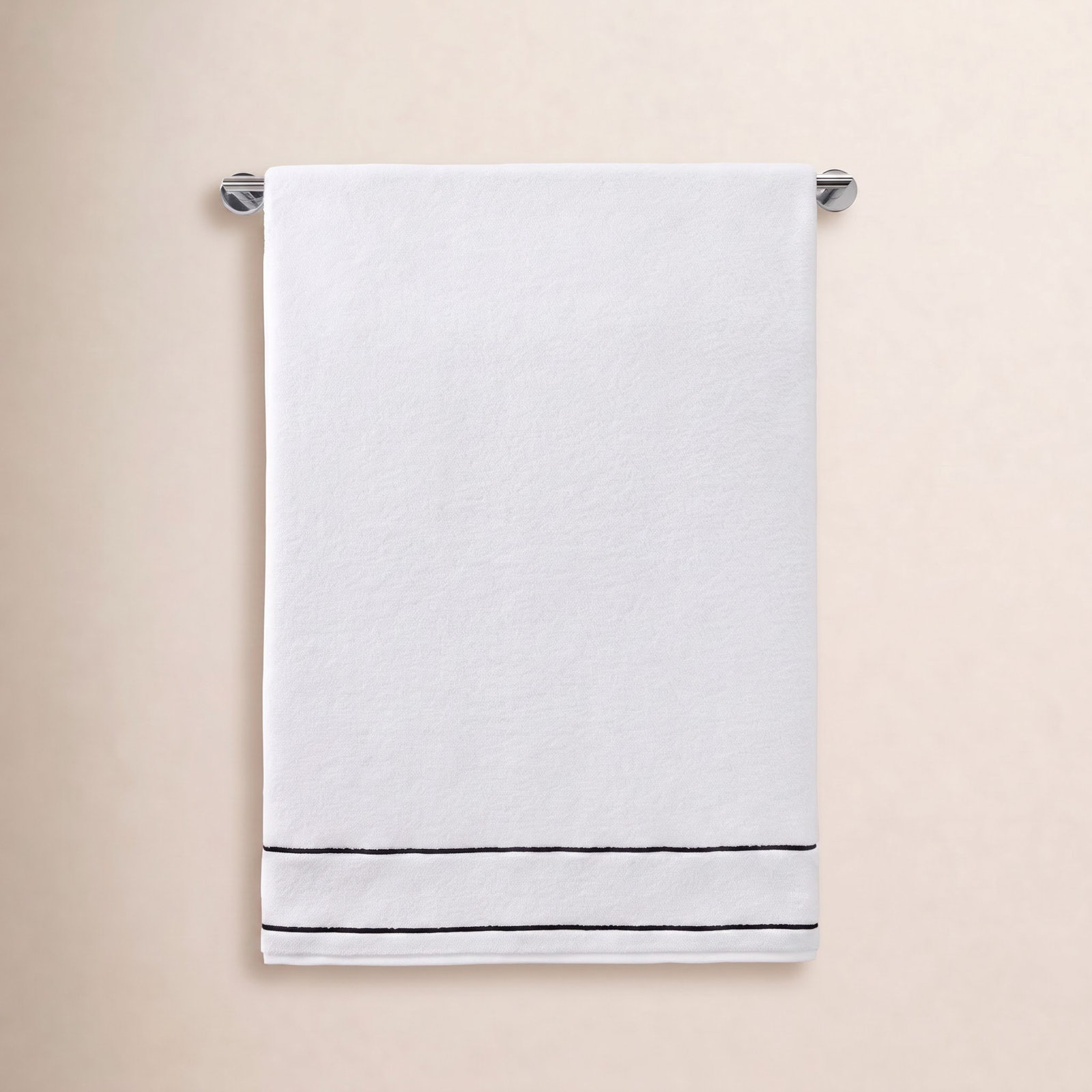 Lombard Cotton Washcloth, White/Black