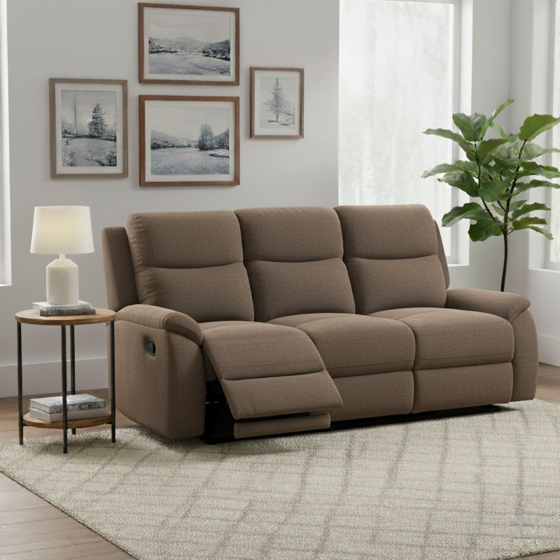 Abrea Faux Leather Reclining Sofa, Brown
