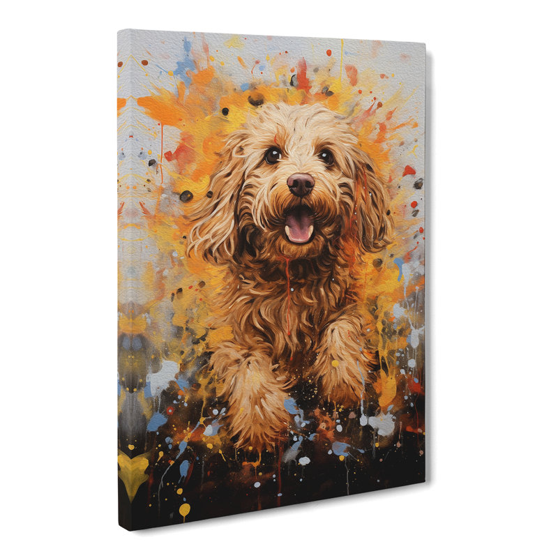 Cockapoo Action Painting No.2 - Wrapped Canvas Print, 76cm H x 50cm W x 3cm D
