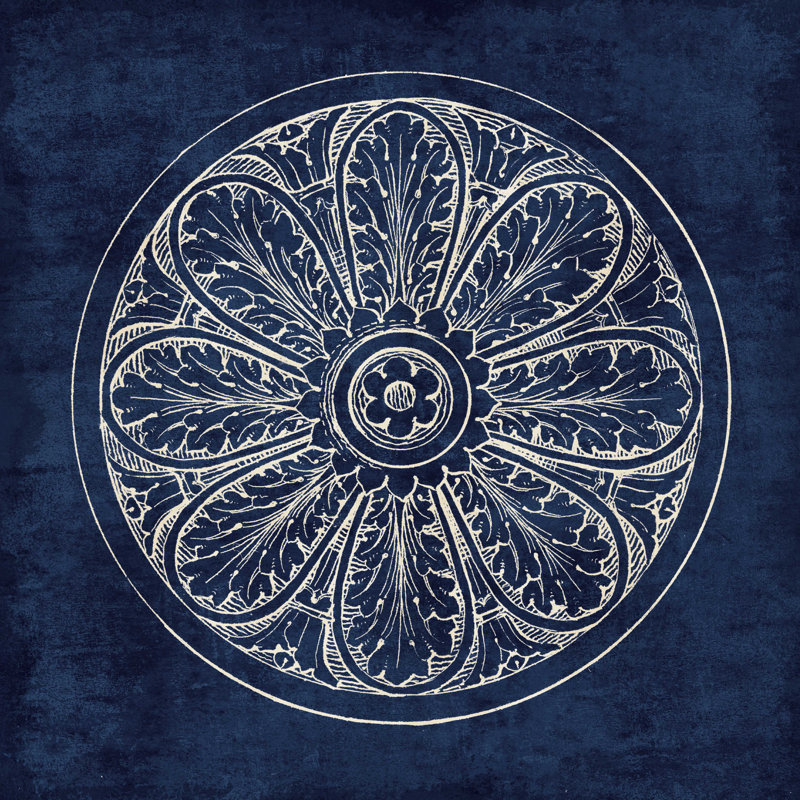 Rosette VIII indigo, H 36 po x l 36 po