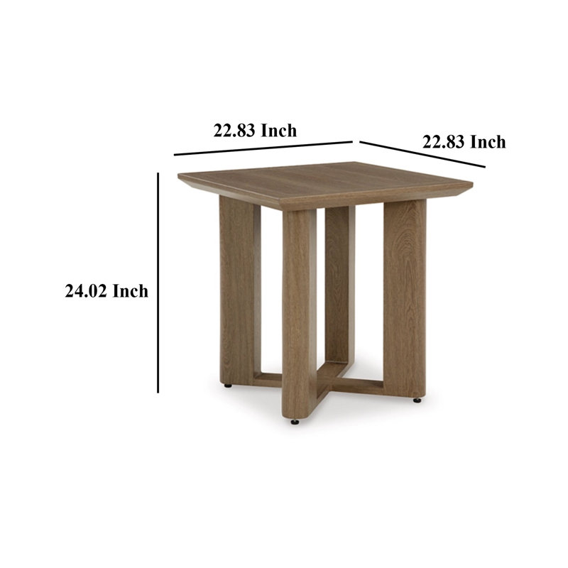Table de bout d'extérieur carrée en bois brun 23 pouces Berry