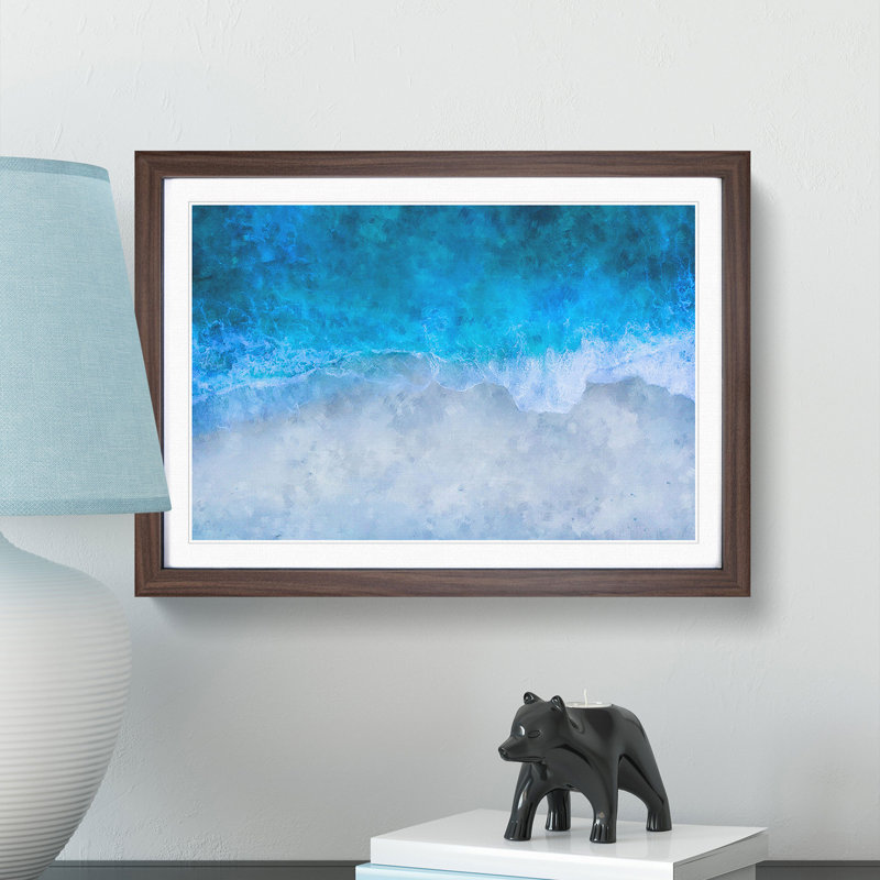 Edge of the Ocean in the Maldives - Picture Frame Graphic Art Print, 45cm H x 63cm W x 2cm D, Walnut Framed