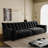 Retro Chenille Straight-layout Black Sofa