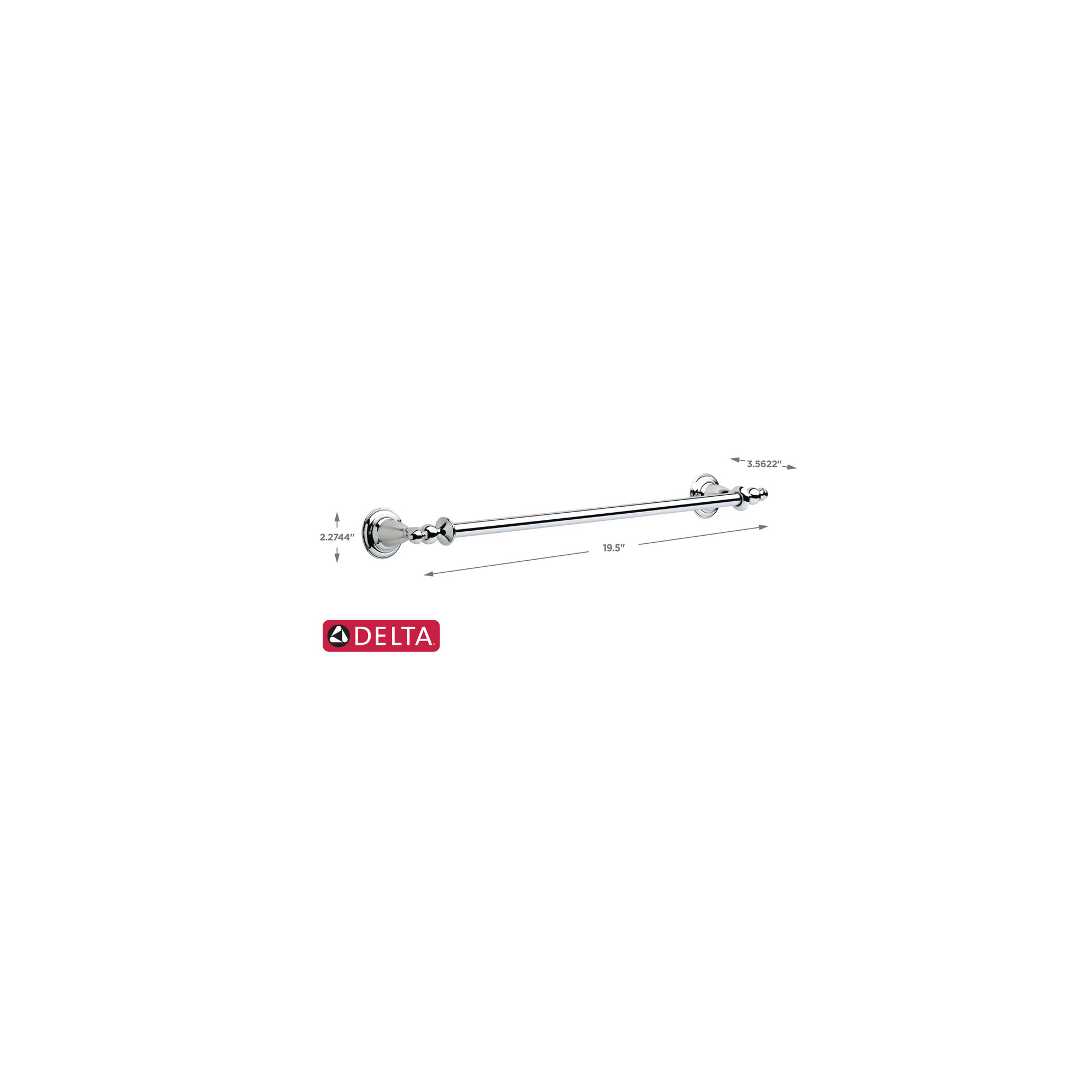 Victorian 19.5" Wall Mounted Towel Bar, Chrome