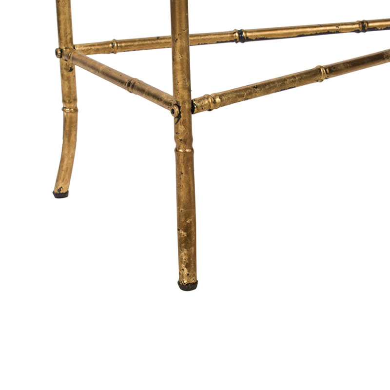 Console 56,5 x 14 x 30 po or antique, plateau en miroir