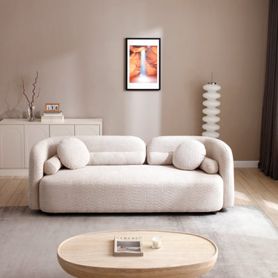 3311, canapé de luxe moderne pour le salon, beige, rembourré et rembourré en molleton Boucle pour bureau personnel, 8 places, beige clair
